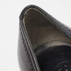 Pre Owned Tory Burch Black Leather Sophie Wedge Pumps Size 39.5