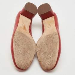 Pre Owned Tory Burch Red Leather Caterina Block Heel Pumps Size 39