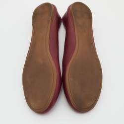 Pre Owned Tory Burch Burgundy Leather Ballet Flats Size 36.5