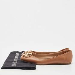 Pre Owned Tory Burch Brown Leather Ballet Flats Size 35.5