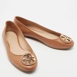 Pre Owned Tory Burch Brown Leather Ballet Flats Size 35.5