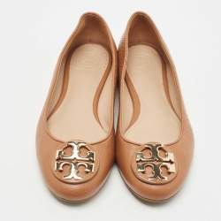 Pre Owned Tory Burch Brown Leather Ballet Flats Size 35.5