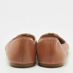 Pre Owned Tory Burch Brown Leather Ballet Flats Size 35.5