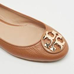 Pre Owned Tory Burch Brown Leather Ballet Flats Size 35.5