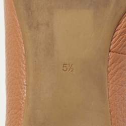 Pre Owned Tory Burch Brown Leather Ballet Flats Size 35.5