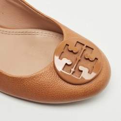 Pre Owned Tory Burch Brown Leather Wedge Pumps Size 37
