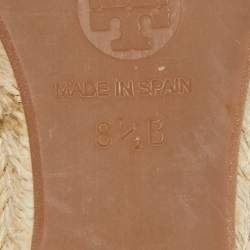 Pre Owned Tory Burch White Lace Jackie Peep Toe Espadrilles Wedge Sandal Size 39