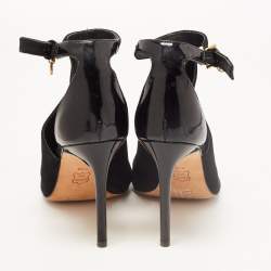 Pre Owned Tory Burch Black Suede and Patent Leather Ashton Booties Size 38