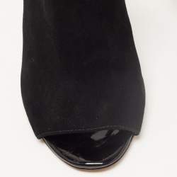 Pre Owned Tory Burch Black Suede and Patent Leather Ashton Booties Size 38