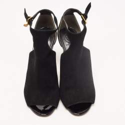 Pre Owned Tory Burch Black Suede and Patent Leather Ashton Booties Size 38