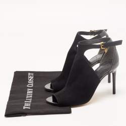 Pre Owned Tory Burch Black Suede and Patent Leather Ashton Booties Size 38