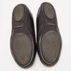 Pre Owned Tory Burch Black Leather Minnie Ballet Flats Size 36