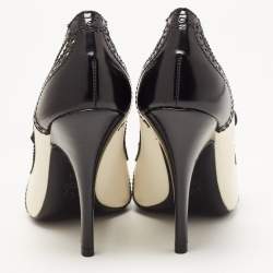 Pre Owned Tory Burch Black/White Brogue Leather Everly Pumps Size 39.5