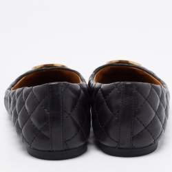 Pre Owned Tory Burch Black Quilted Leather Benton Ballet Flats Size 38.5