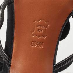 Pre Owned Tory Burch Black Leather Blossom Floral Embellished Sandals Size 38