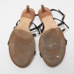 Pre Owned Tory Burch Black Patent and Leather Ankle Strap Sandals Size 39.5