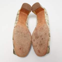 Pre Owned Tory Burch Beige/Black Python Embossed Leather Pumps Size 40