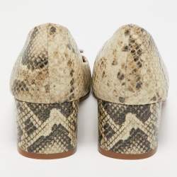 Pre Owned Tory Burch Beige/Black Python Embossed Leather Pumps Size 40