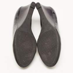 Pre Owned Tory Burch Black Patent Leather Wedge Pumps Size 40.5