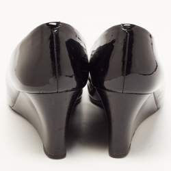 Pre Owned Tory Burch Black Patent Leather Wedge Pumps Size 40.5