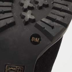 Pre Owned Tory Burch Black Suede Sofia Lugged Logo Charm Ankle Boots Size 39