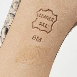 Pre Owned Tory Burch Grey/Black Python Embossed Leather Shelley Sandals Size 38.5