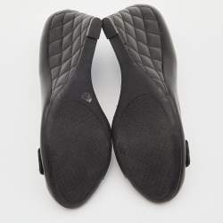 Pre Owned Tory Burch Black Quilted Leather Leila Wedge Pumps Size 40.5