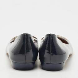 Pre Owned Tory Burch Navy Blue Patent Leather Gabrielle Ballet Flats Size 37.5