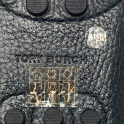 Pre Owned Tory Burch Dark Navy Blue Leather Kendrick Loafers Size 39