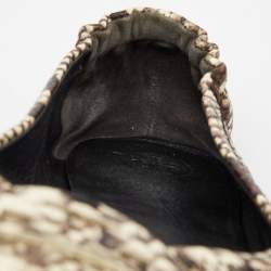 Pre Owned Tory Burch Beige/Brown Python Embossed Leather Ballet Flats Size 39.5