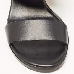 Pre Owned Tory Burch Black Leather Gigi Block Heel Slingback Sandals Size 37