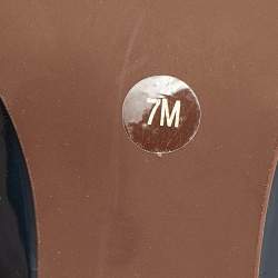 Pre Owned Tory Burch Blue Patent Leather Block Heel Pumps Size 37.5