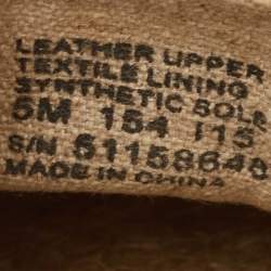 Pre Owned Tory Burch Gold/Beige Leather Cap Toe Flat Espadrilles Size 35.5