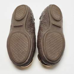 Pre Owned Tory Burch Brown Leather Scrunch Ballet Flats Size 35.5