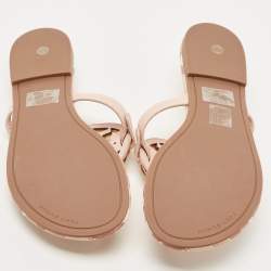 Pre Owned Tory Burch Pink Leather Enamel Logo Miller Thong Flats Size 40