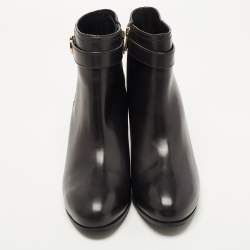 Pre Owned Tory Burch Black Leather Ankle Boots Size 41.5