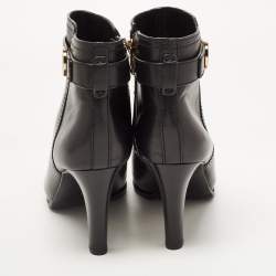 Pre Owned Tory Burch Black Leather Ankle Boots Size 41.5