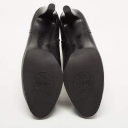 Pre Owned Tory Burch Black Leather Ankle Boots Size 41.5