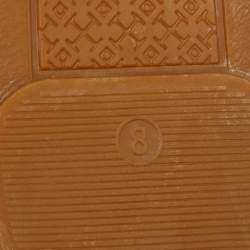 Pre Owned Tory Burch White/Grey Embroidered Leather Rhea Espadrille Flats Size 38.5