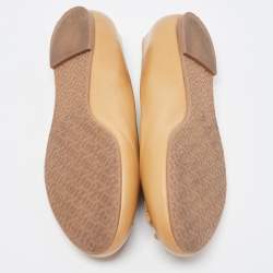 Pre Owned Tory Burch Beige Leather Lowell Ballet Flats Size 37.5