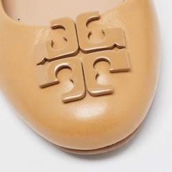 Pre Owned Tory Burch Beige Leather Lowell Ballet Flats Size 37.5