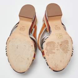 Pre Owned Tory Burch Multicolor Striped Canvas Graham Slide Sandals Size 38.5