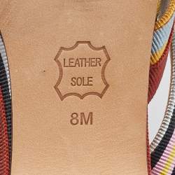 Pre Owned Tory Burch Multicolor Striped Canvas Graham Slide Sandals Size 38.5