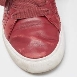 Tory Burch Red Quilted Leather Marion Lace Up Sneakers Size 38