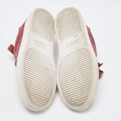 Tory Burch Red Quilted Leather Marion Lace Up Sneakers Size 38