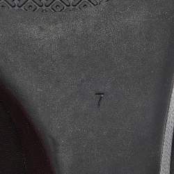 Pre Owned Tory Burch Black Leather Wedge Pumps Size 37.5