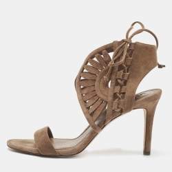 Tory Burch Brown Suede Ankle Strap Sandals Size 36.5