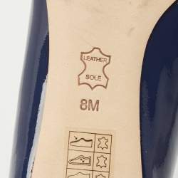 Pre Owned Tory Burch Blue Patent Leather Benton Ballet Flats Size 38