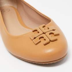 Pre Owned Tory Burch Brown Leather Lowell Ballet Flats Size 38.5
