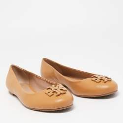 Pre Owned Tory Burch Brown Leather Lowell Ballet Flats Size 38.5
